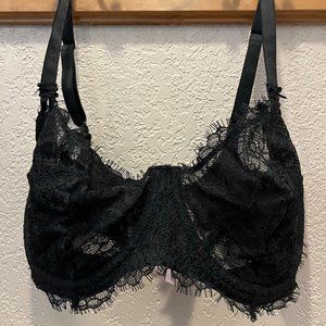 Victoria’s Secret - Black, lightly lined, lace, demi bra.